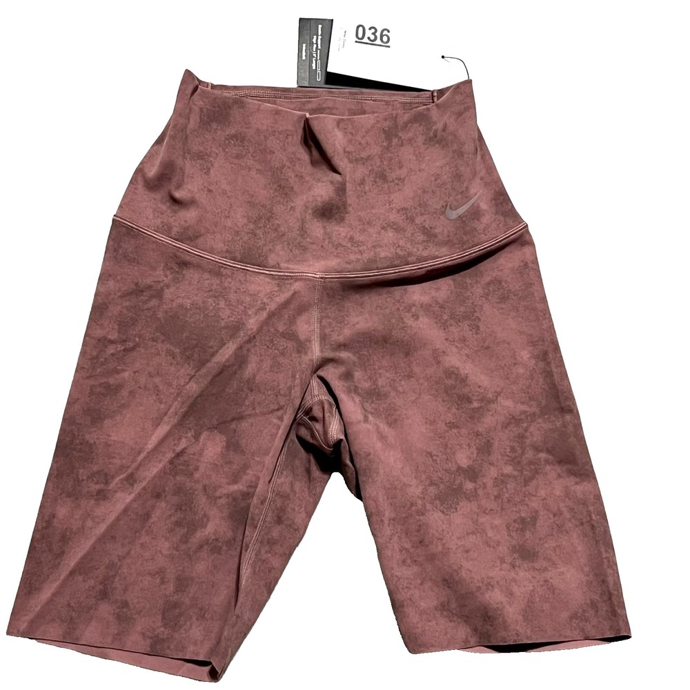 Nike Zenvy Tie-Dye Dri-FIT 8" Biker‎ Shorts XS High Rise Infinisoft Maroon Pink